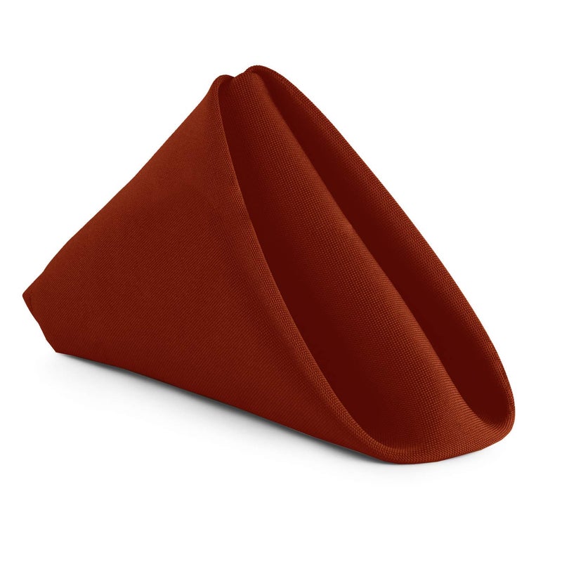 Gee Di Moda Cloth Napkins - 17 x 17 Inch Burnt Orange Dinner Napkins - Set of 12 Soft & Absorbent Washable Fabric Cloth Table Napkins with Hemmed Edges for Hotel Restaurant, Holiday Parties & Wedding - Image 3